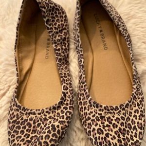 Lucky brand leopard suede baller flats